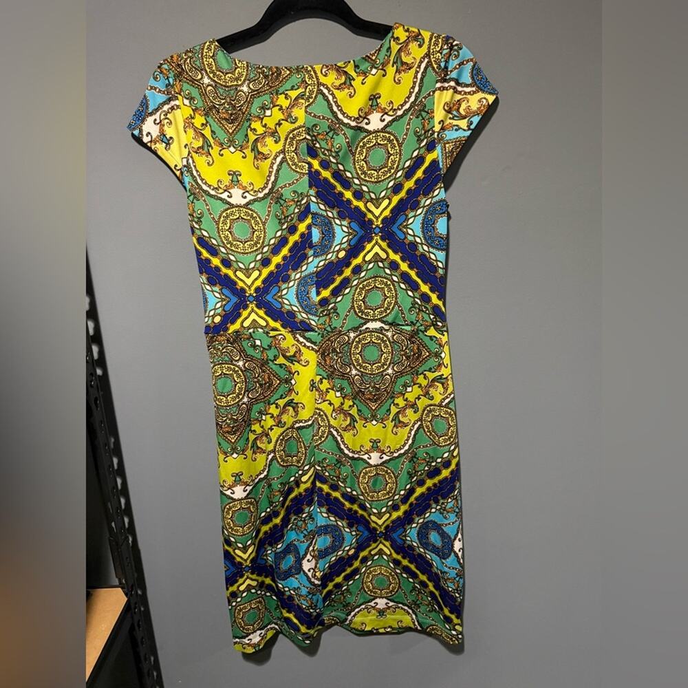 UEC Roz & Ali Yellow and Blue Paisley Patterned Midi Dress size 10 - Picture 3 of 3